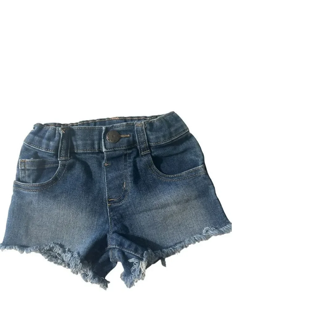 Garanimals Toddler Girls 2T Blue Cut-Off Jean Shorts Frayed Hem Button Closure